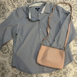 Chaps Navy and White Striped Shirt